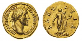 Monete Romane Imperiali
Antonino Pio (138-161 d.C.)
Aureo databile agli anni 150-151 d.C. - Zecca: Roma - Diritto: testa laureata dell'Imperatore a ...