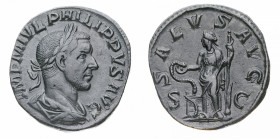 Monete Romane Imperiali
Filippo I (244-249 d.C.)
Sesterzio - Zecca: Roma - Diritto: busto laureato, drappeggiato e corazzato dell'Imperatore a destr...