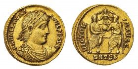 Monete Romane Imperiali
Valentiniano I (364-375 d.C.)
Solido databile al periodo 364-367 d.C. - Diritto: busto diademato di perle, drappeggiato e co...