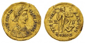 Monete Romane Imperiali
Onorio (395-423 d.C)
Solido databile agli anni 402-403 o 405-406 d.C. - Zecca: Ravenna - Diritto: busto diademato di perle, ...