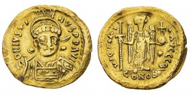 Monete Bizantine

Giustino I (518-527) - Solido databile agli anni 518-519 - Zecca: Costantinopoli - Diritto: mezzo busto elmato e diademato dell'Im...
