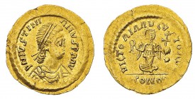 Monete Bizantine

Giustiniano I (527-565) - Tremisse - Zecca: Costantinopoli - Diritto: busto diademato e drappeggiato dell'imperatore a destra - Ro...