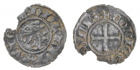 Monete di Zecche Italiane
Cesana
Umberto I Delfino (1282-1307) - Denaro - Diritto: delfino a sinistro - Rovescio: croce - gr. 0,79 - Le monete della...