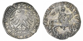 Monete di Zecche Italiane
Messerano
Ludovico II e Pier Luca Fieschi (1521-1528) - Testone - Diritto: aquila coronata ad ali spiegate con la testa ri...