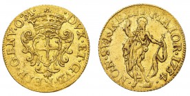Monete di Zecche Italiane
Repubblica di Genova 
Governo dei Dogi Biennali (1528-1797) - Zecchino 1734 - Zecca: Genova - Diritto: stemma in cartocci ...