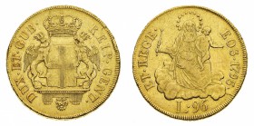 Monete di Zecche Italiane
Repubblica di Genova 
Governo dei Dogi Biennali (1528-1797) - 96 Lire 1795 - Zecca: Genova - Diritto: due grifoni reggono ...
