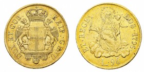 Monete di Zecche Italiane
Repubblica di Genova 
Governo dei Dogi Biennali (1528-1797) - 96 Lire 1795 - Zecca: Genova - Diritto: due grifoni reggono ...
