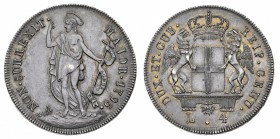 Antichi Stati Italiani
Repubblica di Genova
Governo dei Dogi Biennali (1528-1797) - 4 Lire 1795 - Diritto: due grifoni reggono lo stemma della Repub...