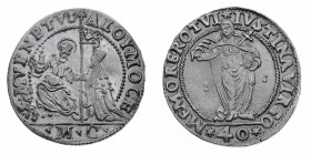 Monete di Zecche Italiane
Repubblica di Venezia
Alvise I Mocenigo (1570-1577) - 2 Lire (40 Soldi) con Santa Giustina - Zecca: Venezia - Diritto: San...
