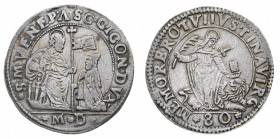 Monete di Zecche Italiane
Repubblica di Venezia
Pasquale Cicogna (1585-1595) - Mezza Giustina maggiore da 80 Soldi - Zecca: Venezia - Diritto: il Do...