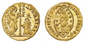 Monete di Zecche Italiane
Repubblica di Venezia
Paolo Renier (1779-1789) - Zecchino - Zecca: Venezia - Diritto: il Doge genuflesso tiene un'asta cul...