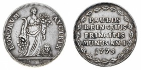 Monete di Zecche Italiane
Repubblica di Venezia
Paolo Renier (1779-1789) - Osella di Doppio Peso 1789 Anno I - Zecca: Venezia - Diritto: l'Abbondanz...