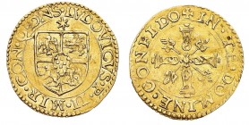 Monete di Zecche Italiane
Mirandola
Ludovico II Pico Signore (1550-1568) - Scudo d'oro del Sole - Diritto: stemma sormontato da un sole a sei raggi ...