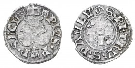 Monete di Zecche Italiane
Stati Pontifici
Pio II (1458-1464) - Bolognino romano - Zecca: Roma - Diritto: busto mitrato di fronte - Rovescio: le lett...