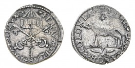 Monete di Zecche Italiane
Stati Pontifici
Sede Vacante 1523 - Mezzo Giulio - Zecca: Piacenza - Diritto: chiavi decussate e sormontate da un padiglio...
