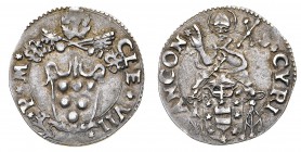 Monete di Zecche Italiane
Stati Pontifici
Clemente VII (1523-1534) - Mezzo Giulio - Zecca: Ancona - Diritto: stemma sormontato dalle chiavi decussat...