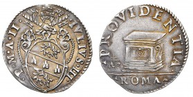 Monete di Zecche Italiane
Stati Pontifici
Giulio III (1550-1555) - Grosso Anno II - Zecca: Roma - Diritto: stemma sormontato dalle chiavi decussate ...