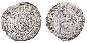 Monete di Zecche Italiane
Stati Pontifici
Gregorio XIII (1572-1585) - Testone - Zecca: Roma - Diritto: stemma sormontato dalle chiavi decussate e da...