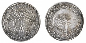 Monete di Zecche Italiane
Stati Pontifici
Alessandro VII (1655-1667) - Giulio - Zecca: Roma - Diritto: stemma sormontato dalle chiavi decussate e da...