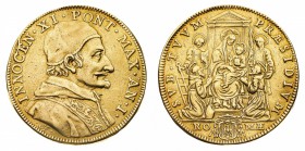 Monete di Zecche Italiane
Stati Pontifici
Innocenzo XI (1676-1689) - Quadrupla Anno I - Zecca: Roma - Diritto: busto del Papa a destra - Rovescio: l...