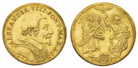 Monete di Zecche Italiane
Stati Pontifici
Alessandro VIII (1689-1691) - Quadrupla 1689 Anno I - Zecca: Roma - Diritto: busto del Papa a destra - Rov...