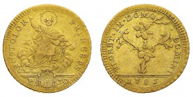 Monete di Zecche Italiane
Stati Pontifici
Pio VI (1775-1799) - Doppia Romana 1785 - Zecca: Roma - Diritto: pianta di giglio con fiori - Rovescio: Sa...