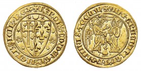 Monete di Zecche Italiane
Regno di Napoli
Carlo II d'Angiò (1285-1309) - Saluto d'oro - Zecca: Napoli - Diritto: stemma bipartito di Francia e Gerus...