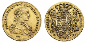 Monete di Zecche Italiane
Regno di Napoli
Ferdinando IV di Borbone (1759-1825) - 6 Ducati 1766 - Zecca: Napoli - Diritto: busto giovanile del Re a d...