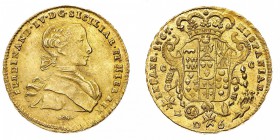 Monete di Zecche Italiane
Regno di Napoli
Ferdinando IV di Borbone (1759-1799) - 6 Ducati 1767 - Zecca: Napoli - Diritto: busto giovanile del Re a d...