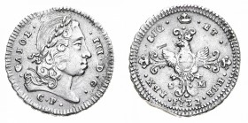 Monete di Zecche Italiane
Regno di Sicilia
Carlo III d'Asburgo (1720-1734) - 3 Tarì 1732 - Zecca: Palermo - Diritto: effigie del Re a destra - Roves...