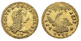 Monete di Zecche Italiane
Regno di Sicilia
Carlo III di Borbone (1734-1759) - Oncia 1751 - Zecca: Palermo - Diritto: effigie del Re a destra - Roves...