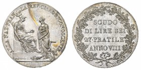 Antichi Stati Italiani
Repubblica Cisalpina (1797-1802)
Scudo da 6 Lire Anno VIII (1799-1800) - Zecca: Milano - Diritto: la Repubblica Cisalpina sta...