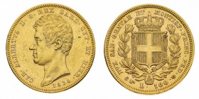 Regno di Sardegna
Carlo Alberto (1831-1849)
100 Lire 1834 - Zecca: Torino - Diritto: effigie del Re a sinistra - Rovescio: stemma di Casa Savoia cor...