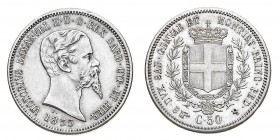 Regno di Sardegna
Vittorio Emanuele II (1849-1861)
50 Centesimi 1855 - Zecca: Torino - Diritto: effigie del Re a destra - Rovescio: stemma di Casa S...