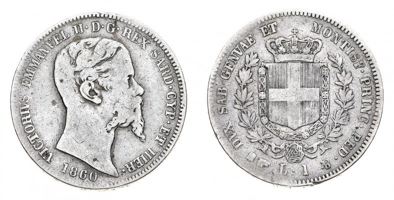 Regno di Sardegna
Vittorio Emanuele II (1849-1861)
1 Lira 1860 - Zecca: Torino...