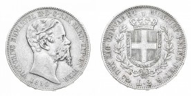 Regno di Sardegna
Vittorio Emanuele II (1849-1861)
2 Lire 1850 - Zecca: Genova - Diritto: effigie del Re a destra - Rovescio: stemma di Casa Savoia ...