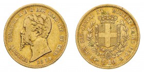 Regno di Sardegna
Vittorio Emanuele II (1849-1861)
10 Lire 1850 - Zecca: Torino - Diritto: effigie del Re a sinistra - Rovescio: stemma completo di ...