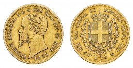 Regno di Sardegna
Vittorio Emanuele II (1849-1861)
10 Lire 1853 - Zecca: Torino - Diritto: effigie del Re a sinistra - Rovescio: stemma completo di ...