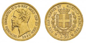 Regno di Sardegna
Vittorio Emanuele II (1849-1861)
20 Lire 160 - Zecca: Milano - Diritto: effigie del Re a sinistra - Rovescio: stemma di Casa Savoi...