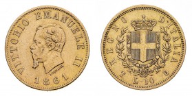 Regno d'Italia
Vittorio Emanuele II (1861-1878)
20 Lire 1861 - Zecca: Torino - Diritto: effigie del Re a destra - Rovescio: stemma di Casa Savoia co...