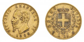 Regno d'Italia
Vittorio Emanuele II (1861-1878)
20 Lire 1866 - Zecca: Torino - Diritto: effigie del Re a destra - Rovescio: stemma di Casa Savoia co...