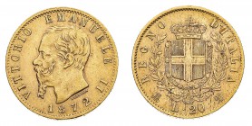Regno d'Italia
Vittorio Emanuele II (1861-1878)
20 Lire 1872 - Zecca: Milano - Diritto: effigie del Re a destra - Rovescio: stemma di Casa Savoia co...
