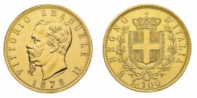 Regno d'Italia
Vittorio Emanuele II (1861-1878)
100 Lire 1878 - Zecca: Torino - Diritto: effigie del Re a sinistra - Rovescio: stemma di casa Savoia...