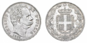 Regno d'Italia
Umberto I (1878-1900)
5 Lire 1878 - Zecca: Roma - Diritto: effigie del Re a destra - Rovescio: stemma di Casa Savoia coronato e circo...