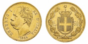 Regno d'Italia
Umberto I (1878-1900)
50 Lire 1884 - Zecca: Roma - Diritto: effigie del Re a sinistra - Rovescio: stemma di Casa Savoia coronato e ci...