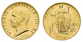 Regno d'Italia
Vittorio Emanuele III (1900-1946)
100 Lire Italia su Prora 1931 Anno IX - Zecca: Roma - Diritto: effigie del Re a sinistra - Rovescio...