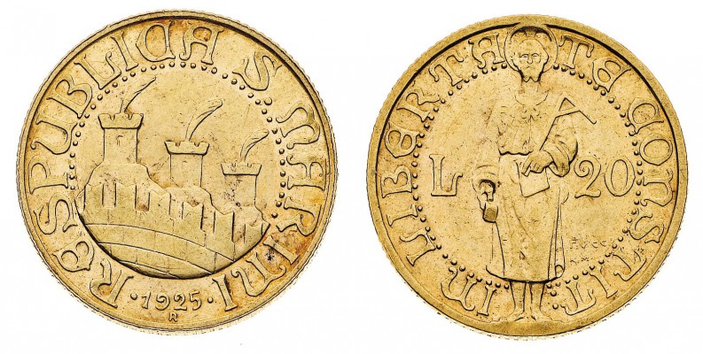 San Marino

Vecchia monetazione (1864-1938) - 20 Lire 1925 - Zecca: Roma - Dir...
