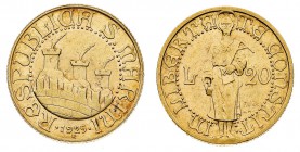 San Marino

Vecchia monetazione (1864-1938) - 20 Lire 1925 - Zecca: Roma - Diritto: tre torri piumate - Rovescio: San Marino stante di fronte - Rara...