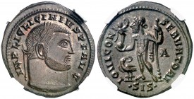 (315-316 d.C.). Licinio padre. Siscia. Follis. (Spink 15212) (Co. 66) (RIC. 17). Bella. Encapsulada. S/C-.