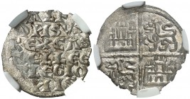 Alfonso X (1252-1284). Sin marca de ceca. Dinero de las 6 líneas. (AB. 227) (M.M. A10:4.2). Vellón rico. Cospel ligeramente irregular. Encapsulada. Es...